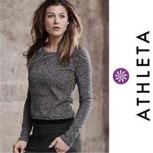 $178 Athleta V stitch pave %100 cashmere sweater heather gray stretchy small s